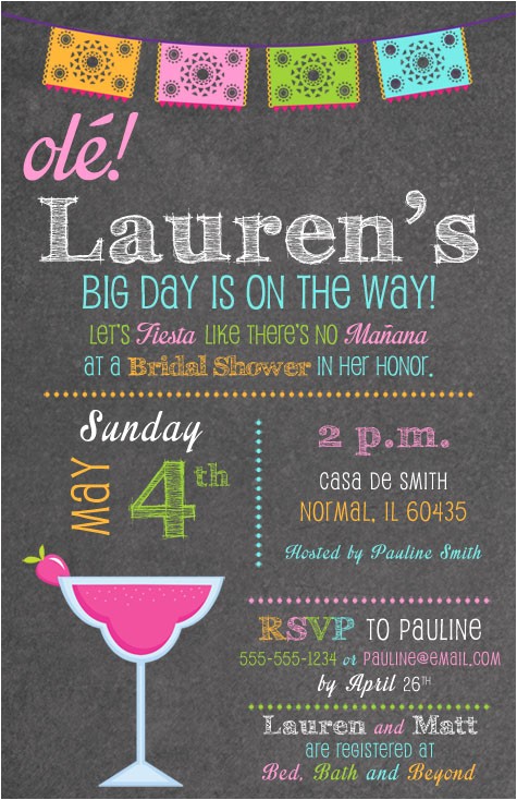 Mexican themed Bridal Shower Invitations Mexican Fiesta Bridal Shower Invitations