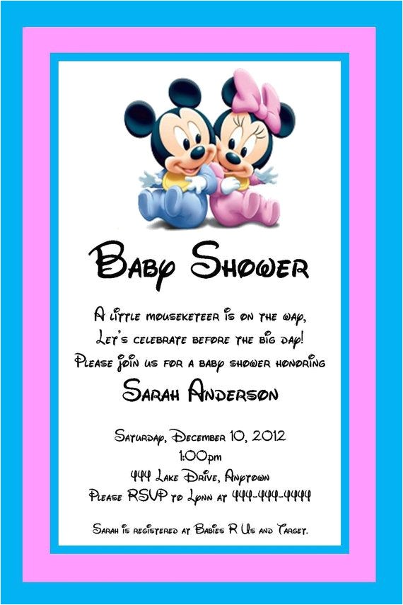 Mickey Baby Shower Invitations Free Printable Baby Shower Invitations Twins