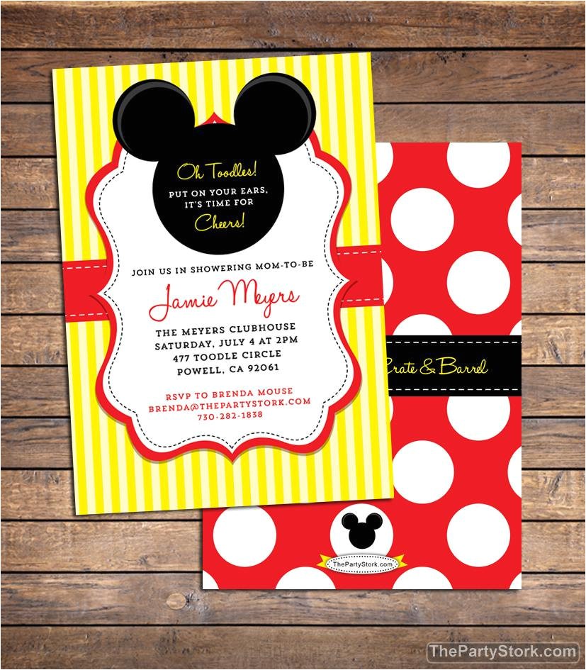 Mickey Baby Shower Invitations Mickey Mouse Baby Shower Invitation Printable Baby Boy or