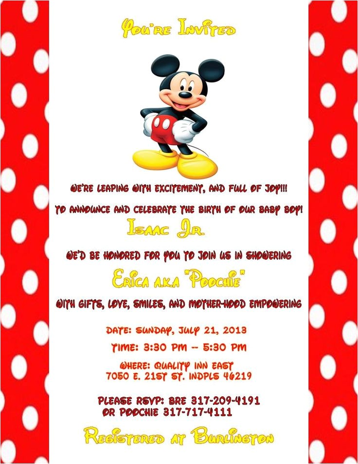 Mickey Mouse Baby Shower Invitations Mickey Mouse Baby Shower Invitations