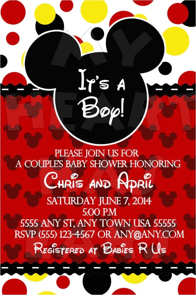 Mickey Mouse Baby Shower Invitations Mickey Mouse It’s A Boy Baby Shower Custom Printable