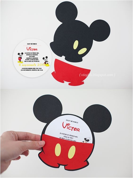Mickey Mouse Baptism Invitations Invitatii Mickey Mouse Invitatii Botez Handmade Mickey