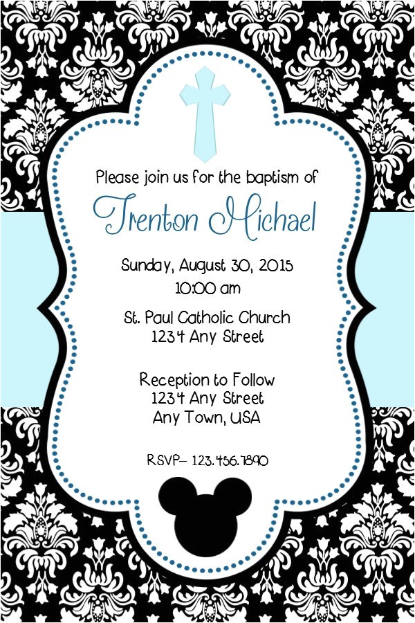 Mickey Mouse Baptism Invitations Mickey Mouse Baptism Invitation