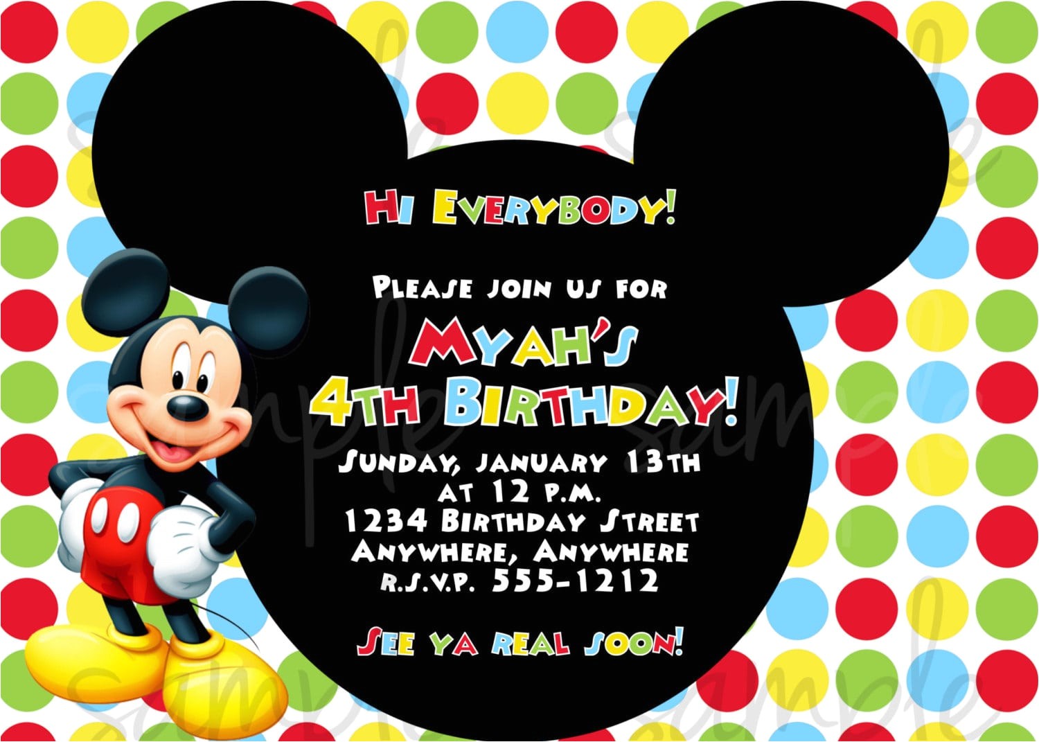 Mickey Mouse Birthday Invitation Template Birthday Invitation Mickey Mouse