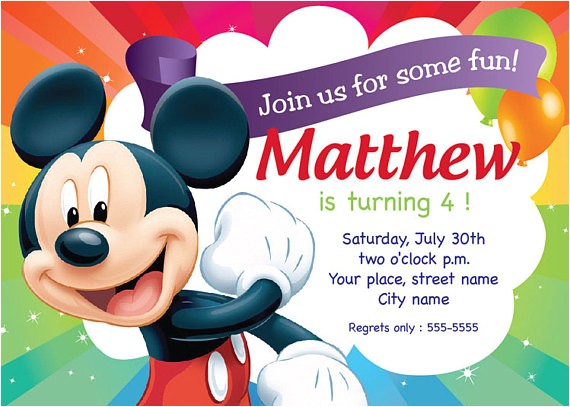Mickey Mouse Birthday Invitation Template Mickey Mouse Birthday Invitation Card Printable Template