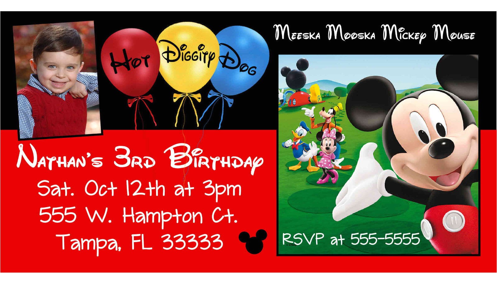 Mickey Mouse Clubhouse Custom Birthday Invitations 10 Magnetic Mickey Mouse Clubhouse Birthday Invitations