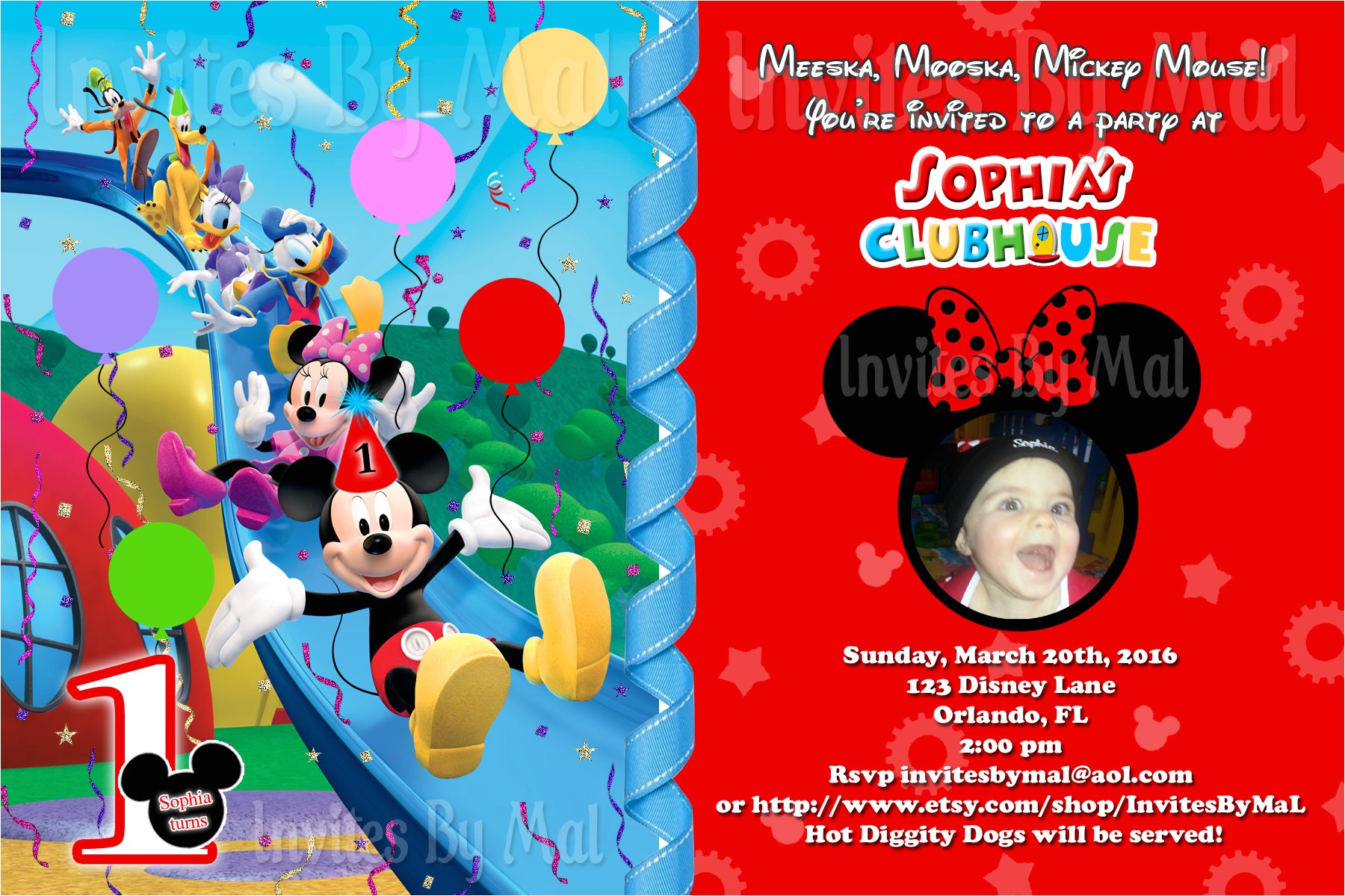 Mickey Mouse Clubhouse Custom Birthday Invitations Mickey Mouse 1st Birthday Invitations