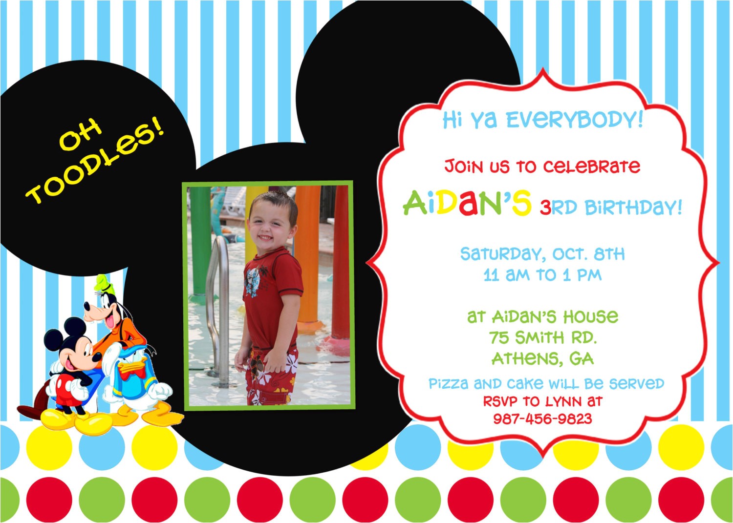Mickey Mouse Clubhouse Custom Birthday Invitations Mickey Mouse Clubhouse Birthday Party Invitation