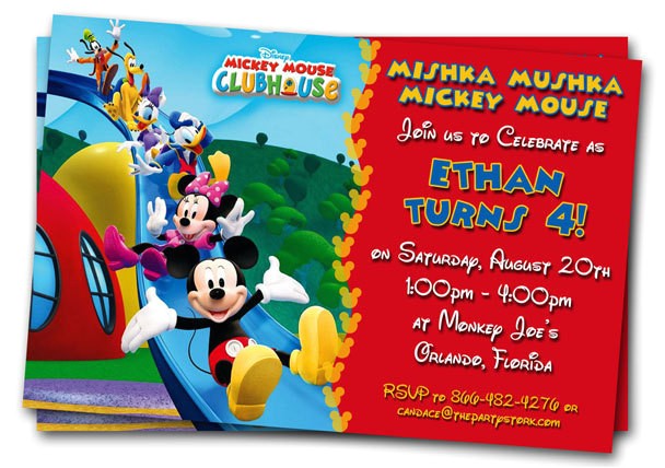 Mickey Mouse Clubhouse Custom Birthday Invitations Mickey Mouse Clubhouse Invitations Printable Personalized