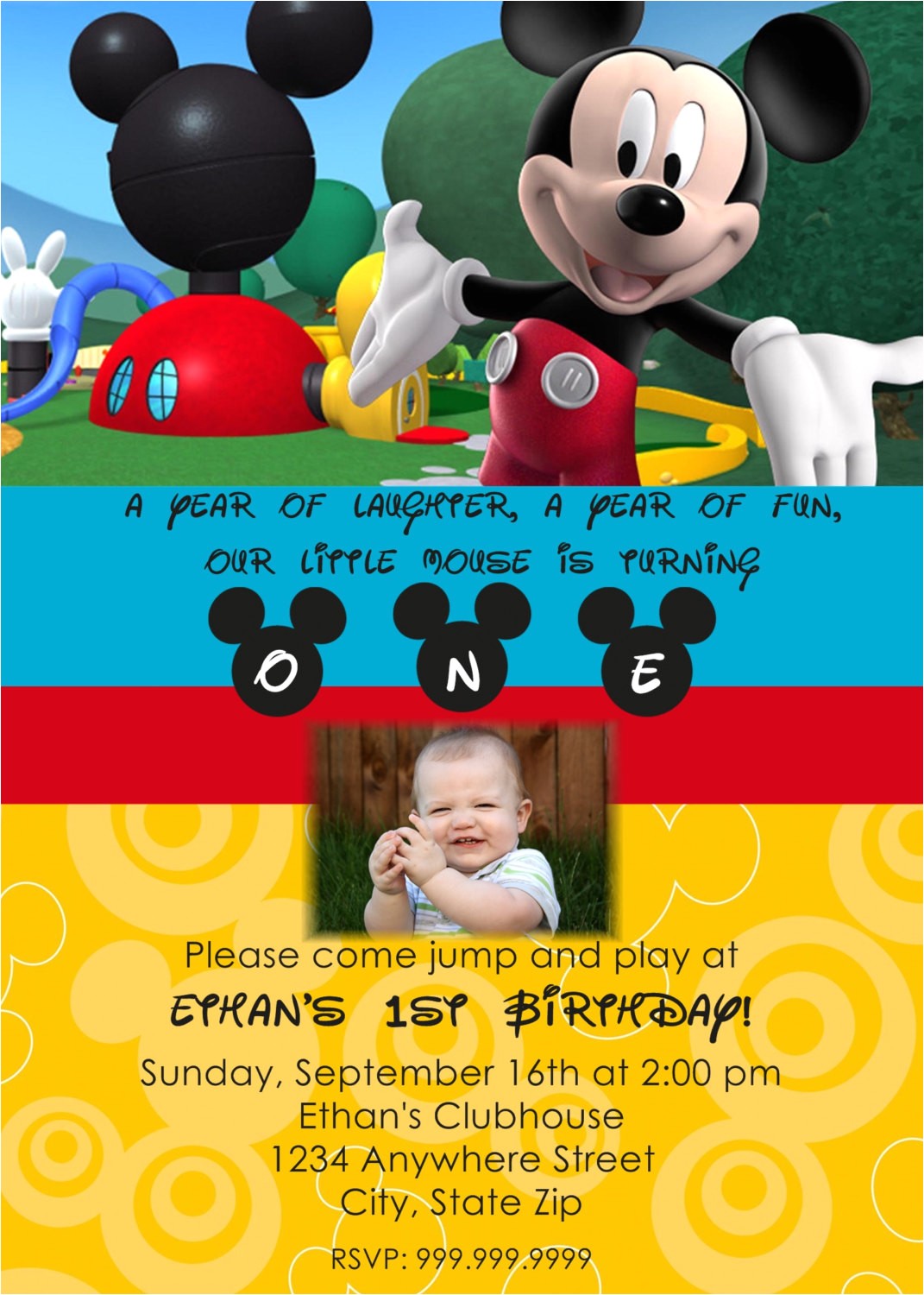 Mickey Mouse Clubhouse Custom Birthday Invitations Mickey Mouse Clubhouse Personalized Invitation by