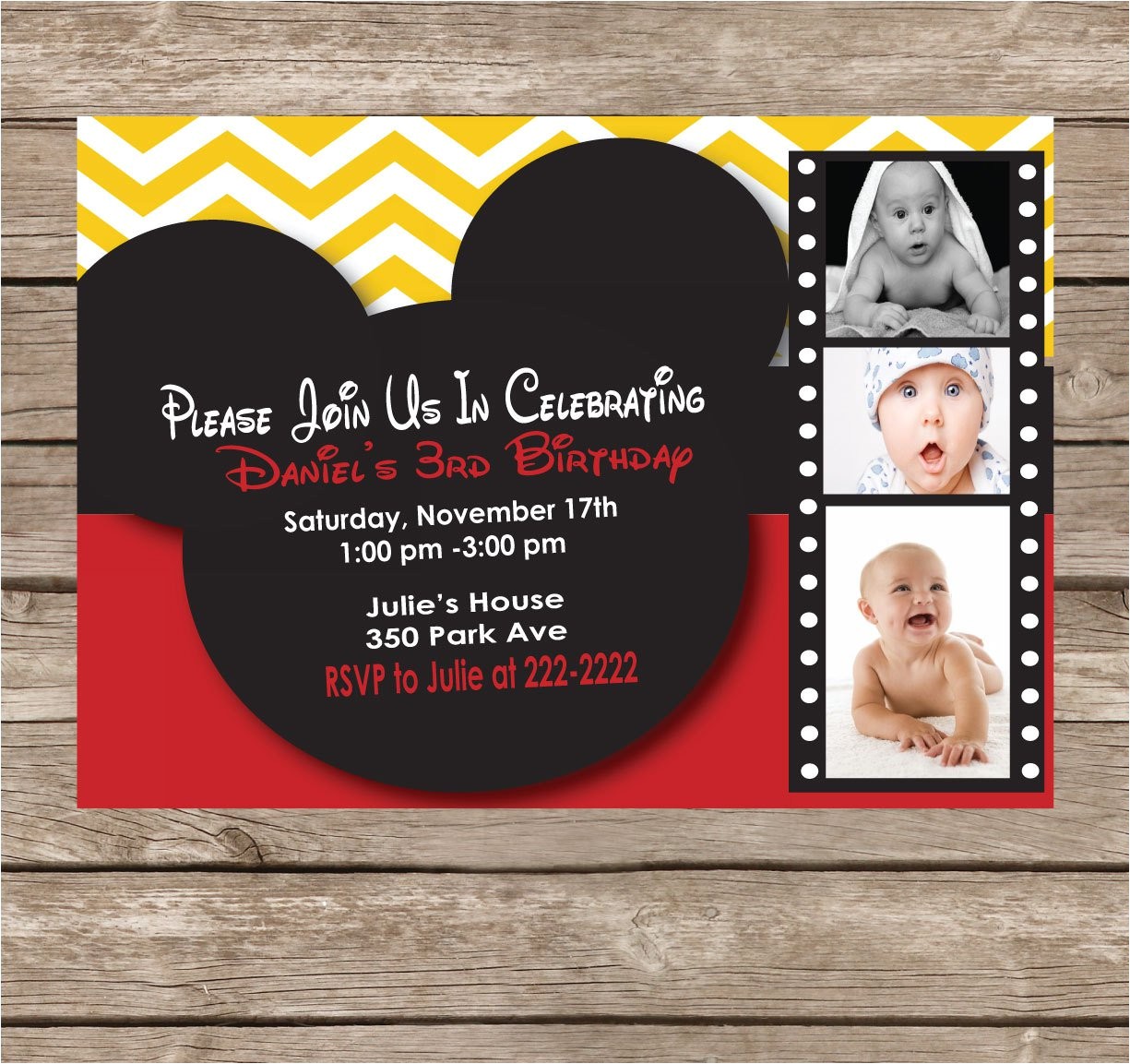 Mickey Mouse Customized Birthday Invitations Custom Mickey Mouse Birthday Invitations