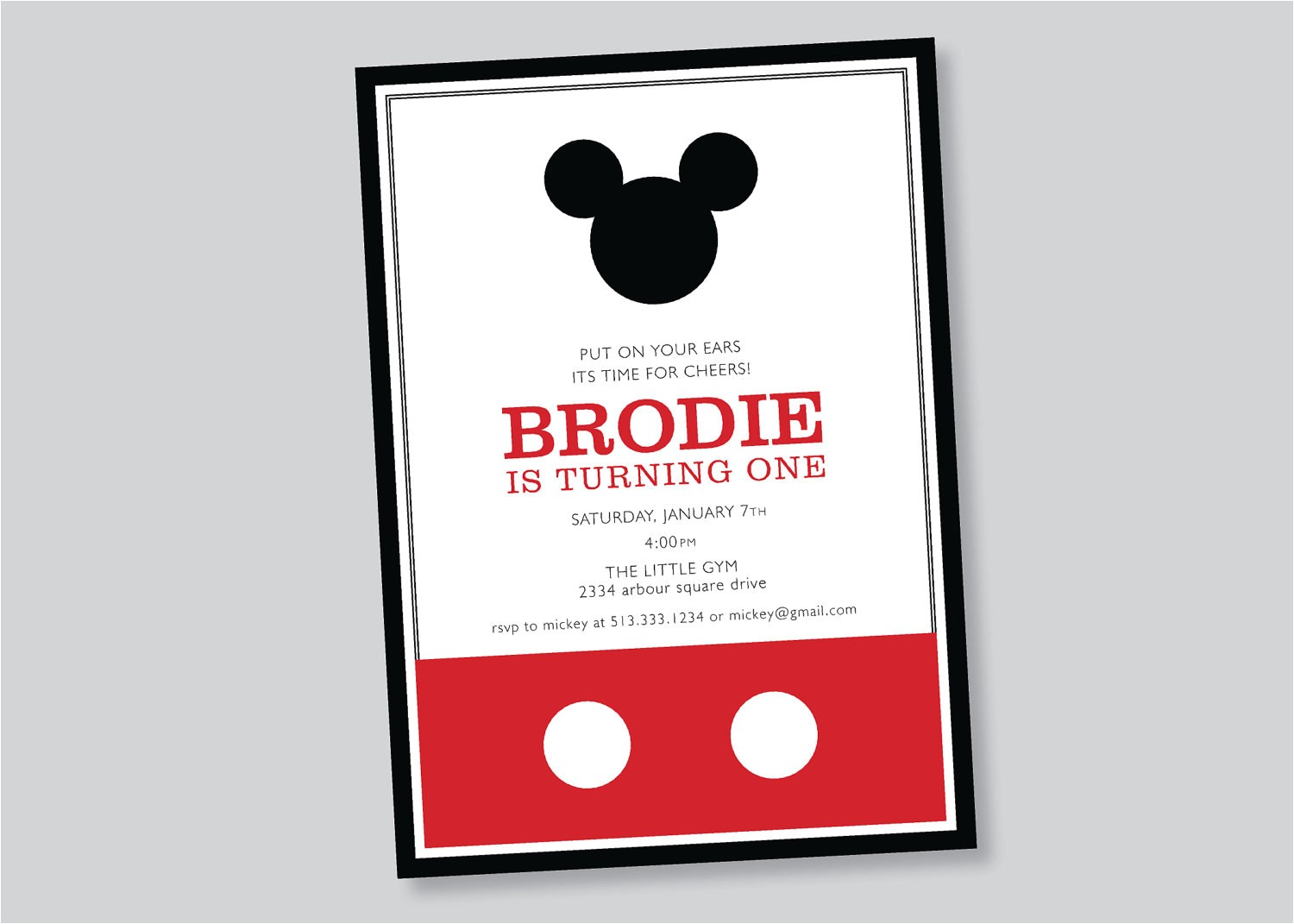 Mickey Mouse Customized Birthday Invitations Mickey Mouse Birthday Invitation Custom by Scallopedacorn