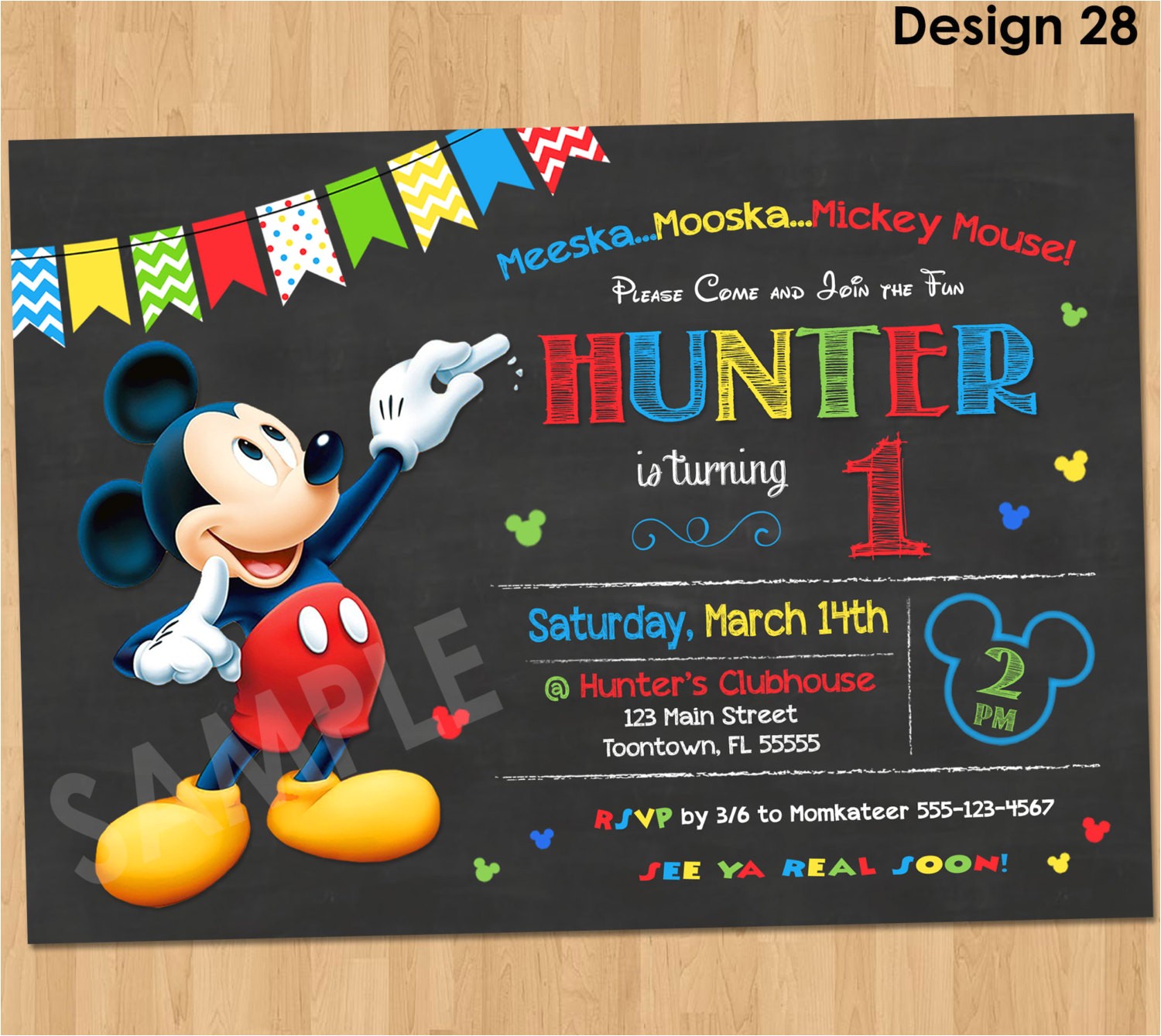 Mickey Mouse Customized Birthday Invitations Mickey Mouse Birthday Invitation Mickey Mouse Clubhouse