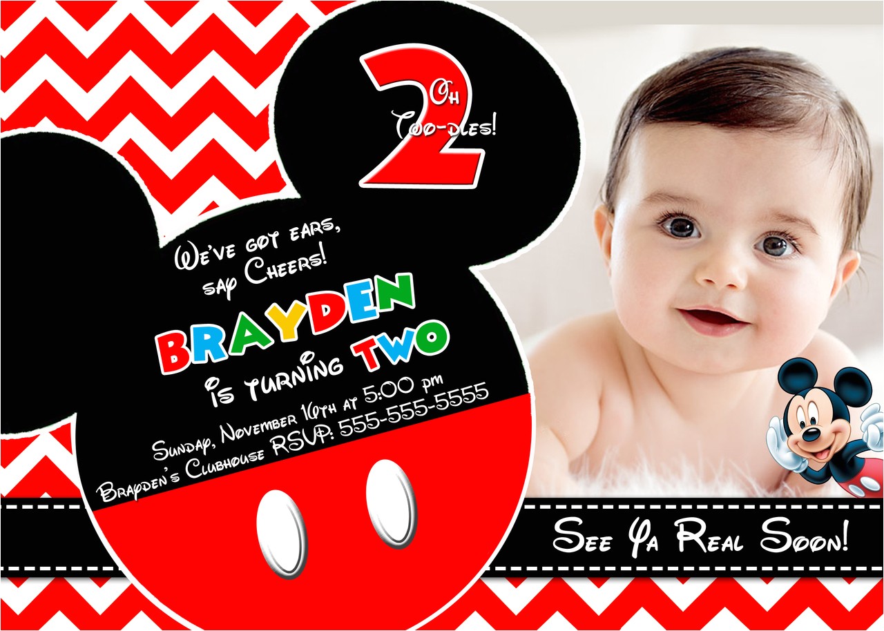 Mickey Mouse Customized Birthday Invitations Mickey Mouse Party Invitations Personalized Mickey Mouse