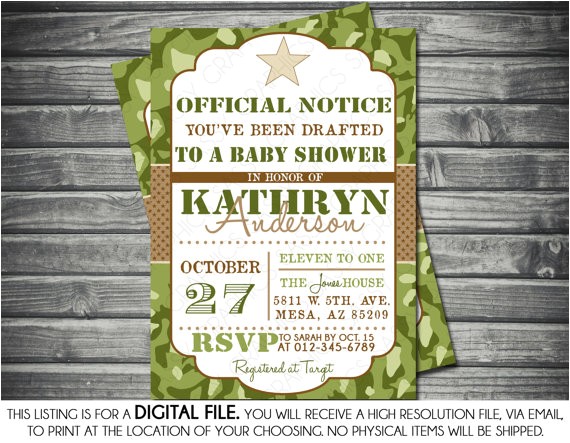 Military Baby Shower Invitations Camo Boy Baby Shower Invite Baby Shower Invitation Army