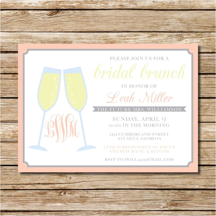 Mimosa Bridal Shower Invitations Bridal Brunch Monograms & Mimosas