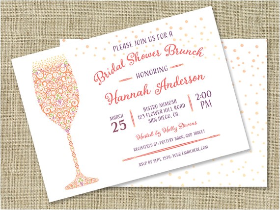 Mimosa themed Bridal Shower Invitations Items Similar to Bridal Shower Brunch Bridal Shower