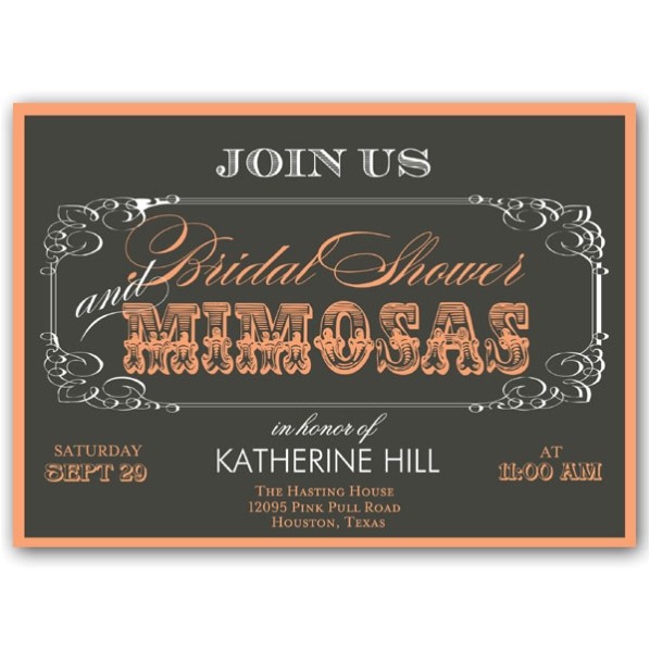Mimosa themed Bridal Shower Invitations Mimosas Script Bridal Shower Invitations