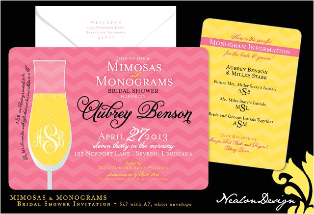 Mimosa themed Bridal Shower Invitations Nealon Design Mimosas & Monograms — Bridal Shower Invitation