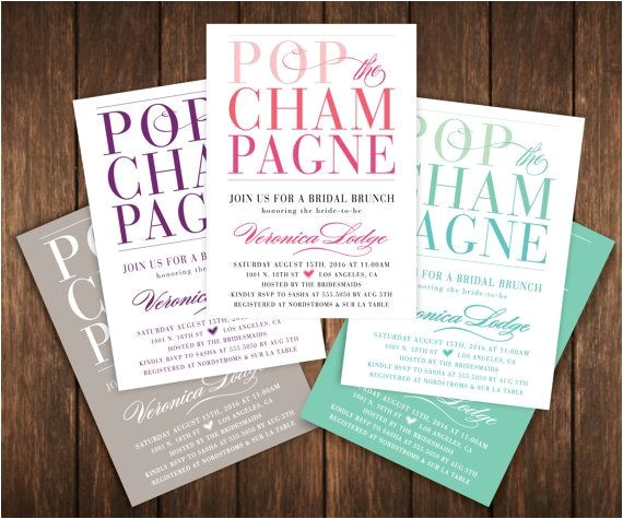 Mimosa themed Bridal Shower Invitations Pop the Champagne Bridal Shower Invitations Mimosa Brunch