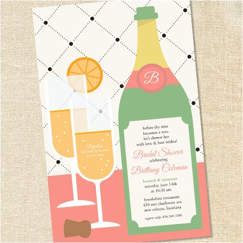 Mimosa themed Bridal Shower Invitations Sweet Wishes Mimosa Brunch Bridal Shower Invitations