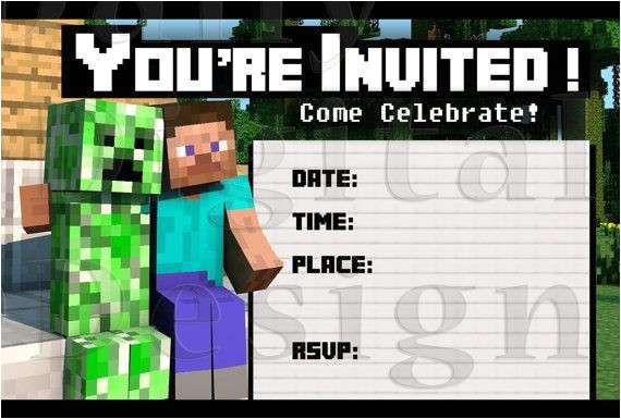 Minecraft Birthday Party Invitations Templates Free 1000 Images About Minecraft Everything On Pinterest