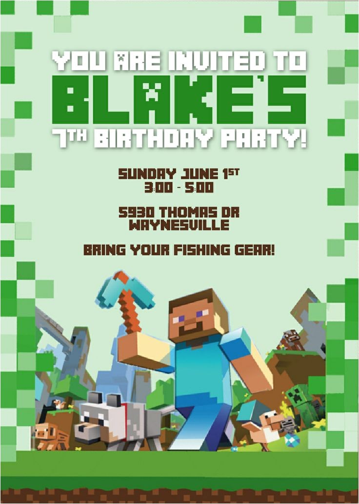 Minecraft Birthday Party Invitations Templates Free 50 Best Images About Minecraft Party On Pinterest