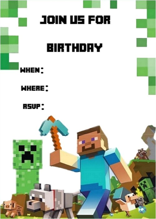 Minecraft Birthday Party Invitations Templates Free Minecraft Birthday Invitation Template