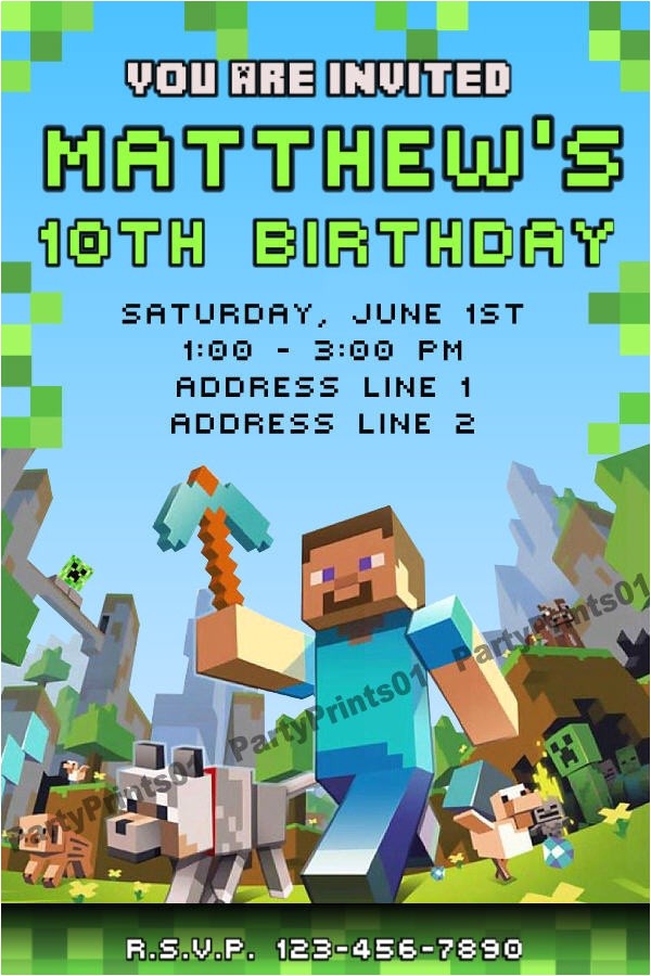 Minecraft Birthday Party Invitations Templates Free Minecraft Invitations Printable