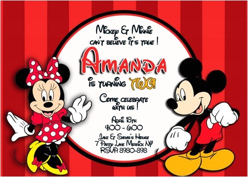 Minnie and Mickey Mouse Party Invitations Mickey and Minnie Mouse Birthday Invitations – Bagvania