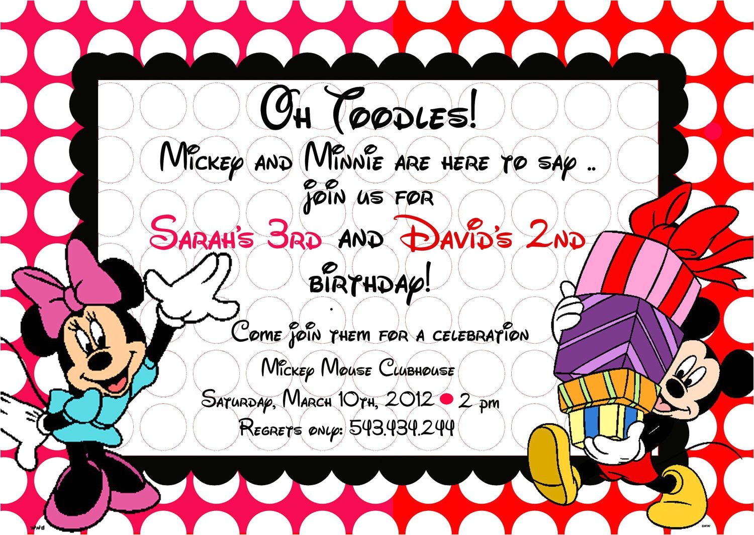 Minnie and Mickey Mouse Party Invitations Mickey and Minnie Mouse Birthday Invitations