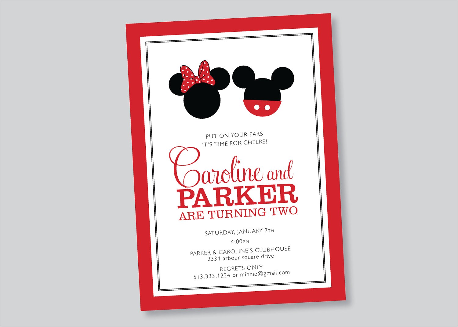 Minnie and Mickey Mouse Party Invitations Mickey and Minnie Mouse Birthday Party Invitations