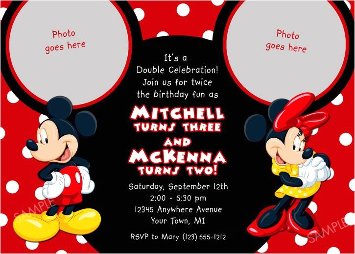 Minnie and Mickey Mouse Party Invitations Mickey Mouse Clubhouse Invitation for Birthday Party