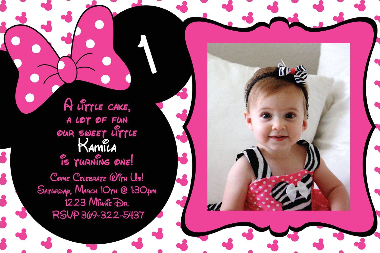 Minnie and Mickey Mouse Party Invitations Minnie Mouse Birthday Invitations Minnie Mouse Birthday