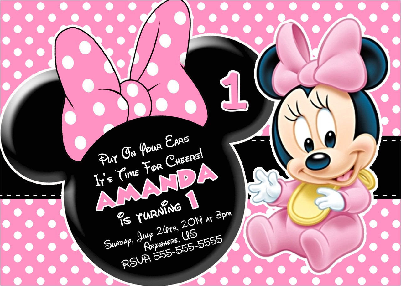 Minnie Mouse 1st Birthday Invitations Templates Minnie Mouse Invitation Template