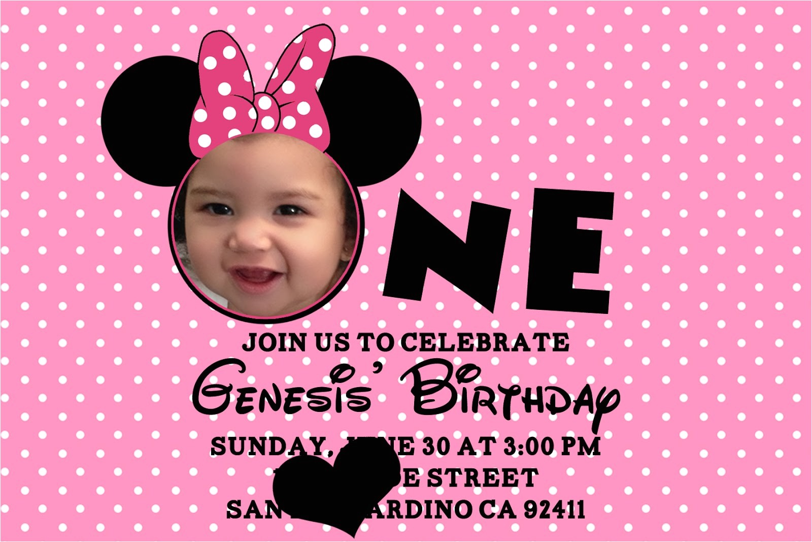 Minnie Mouse 1st Birthday Photo Invitations Minnie Mouse Birthday Invitations Personalized – Bagvania