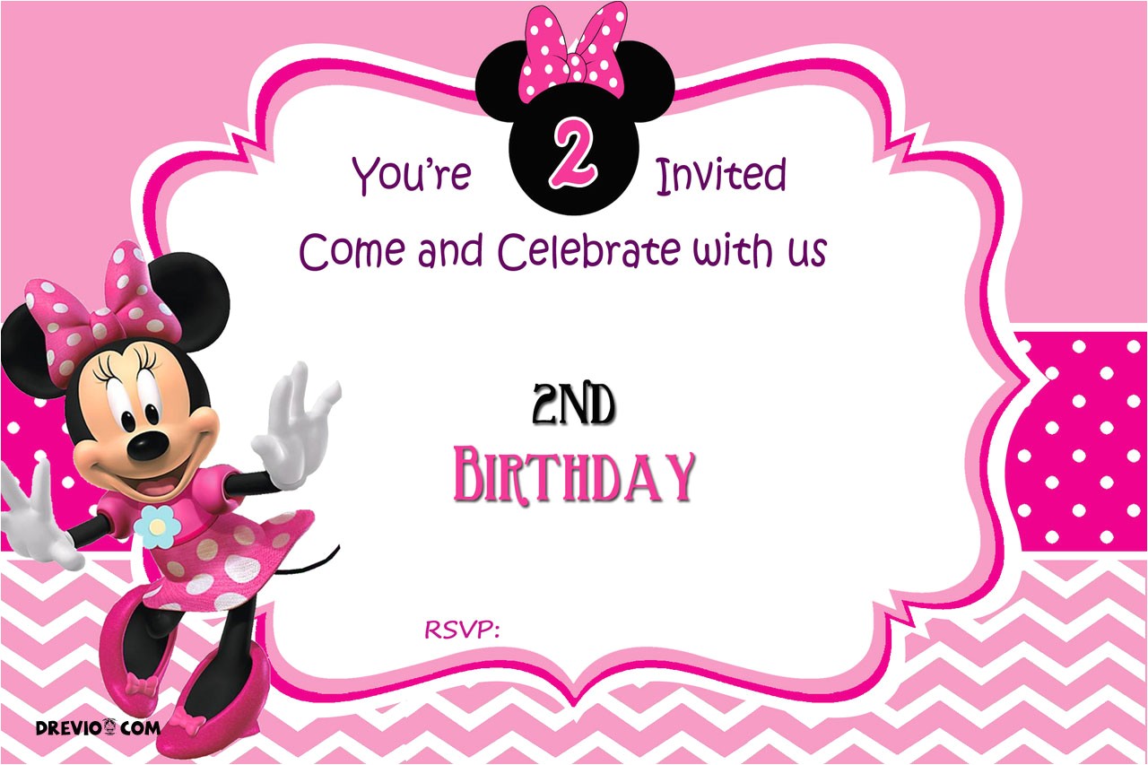 Minnie Mouse 2nd Birthday Invitation Wording Free Minnie Mouse 2nd Birthday Invitation Template