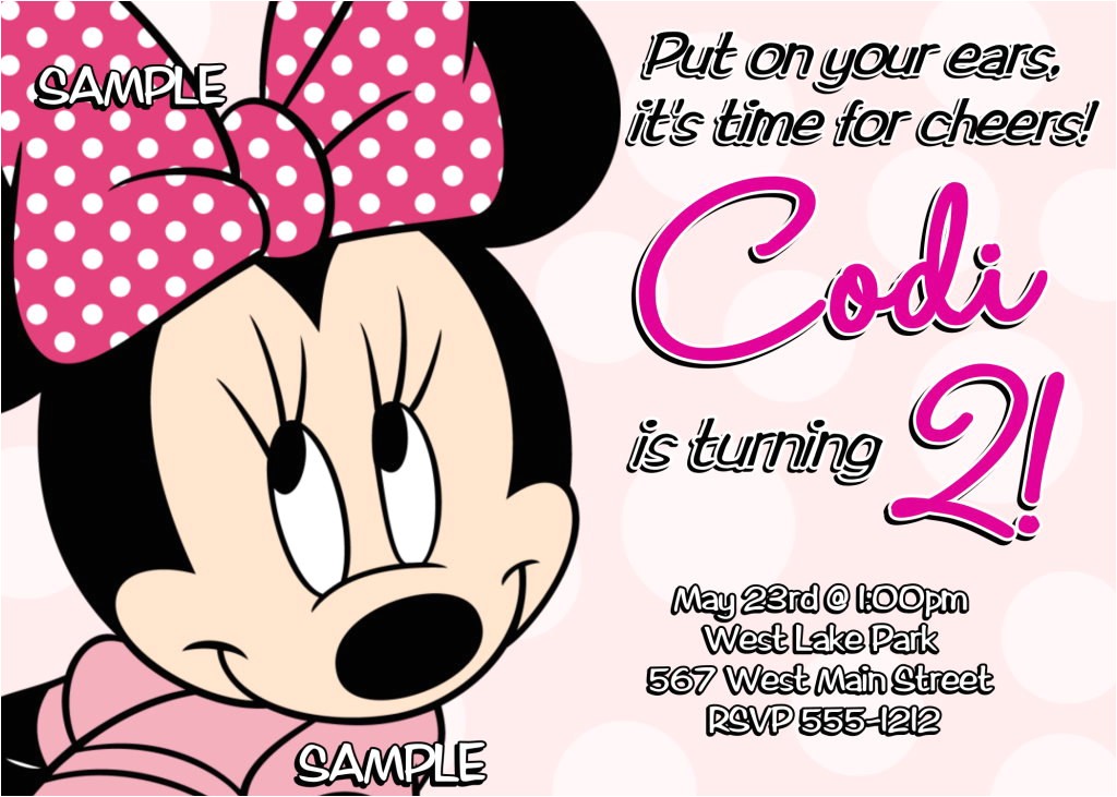 Minnie Mouse 2nd Birthday Invitation Wording Minnie Mouse 2nd Birthday Invitations Printable Digital File