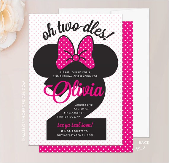 Minnie Mouse 2nd Birthday Invitation Wording Minnie Mouse Birthday Invitation 5×7 Invite