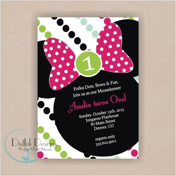 Minnie Mouse 2nd Birthday Invitation Wording Minnie Mouse Birthday Party Invitation Printable 5×7