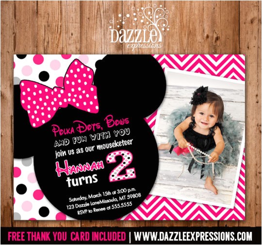 Minnie Mouse 2nd Birthday Invitation Wording Printable Minnie Mouse Birthday Invitation Girls First