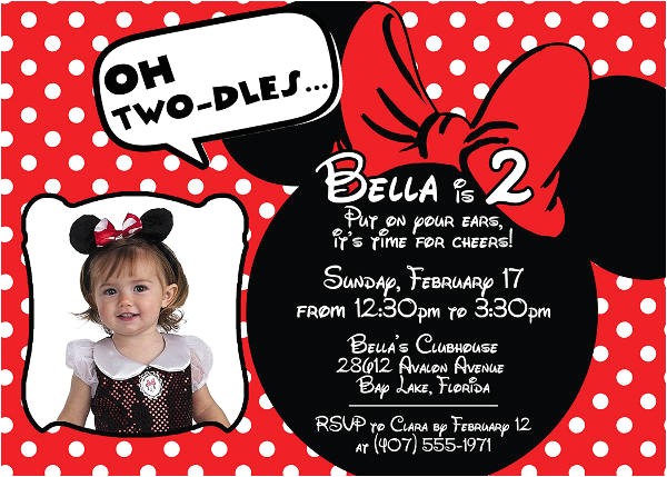 Minnie Mouse 2nd Birthday Invitations Template 8 Minnie Mouse Birthday Invitations Free Editable Psd