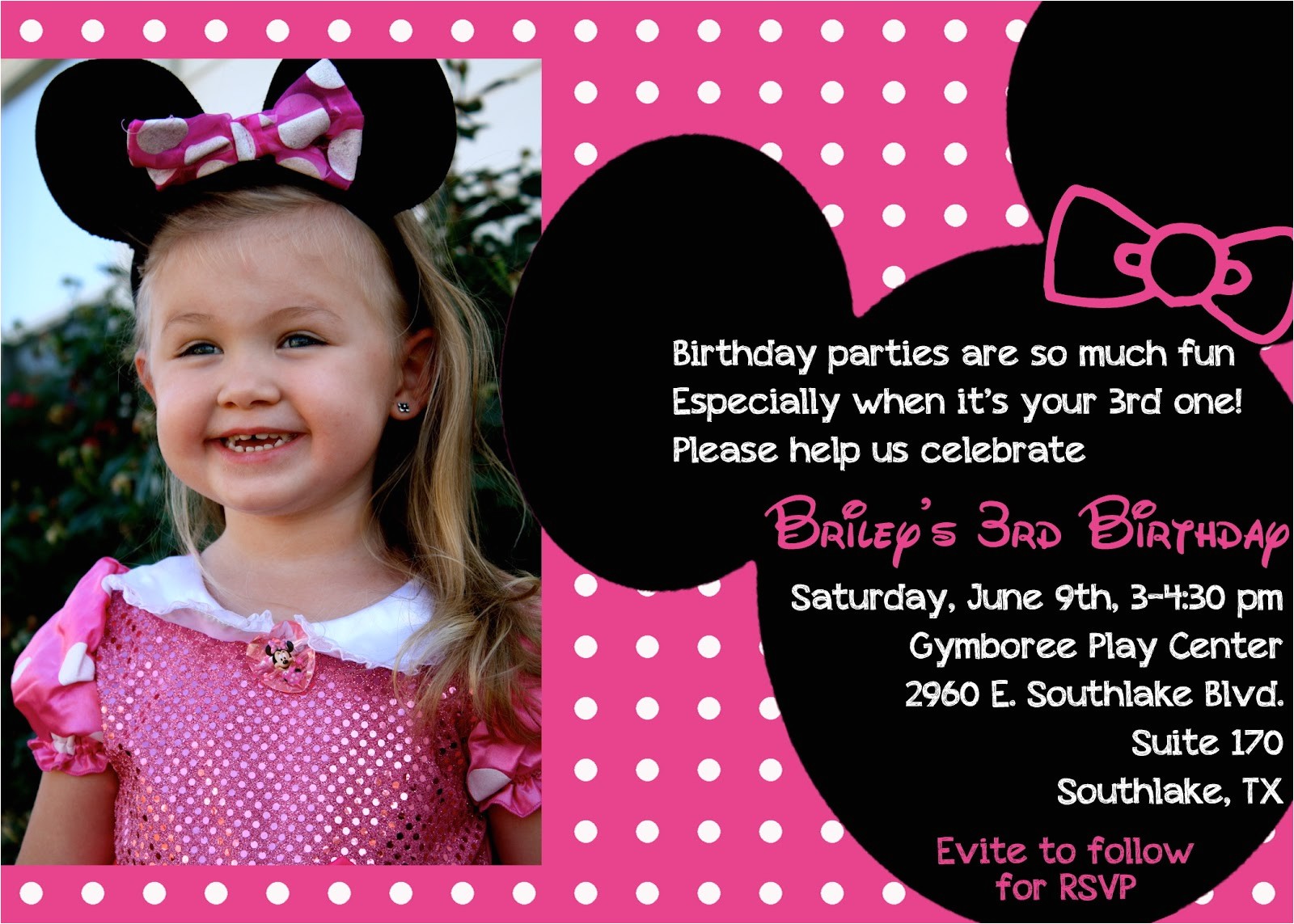 Minnie Mouse 3rd Birthday Invitation Wording the Bufe Family Minnie Mouse 3rd Birthday Party