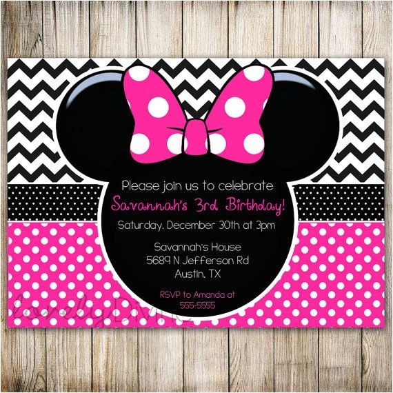 Minnie Mouse 3rd Birthday Invitations Minnie Mouse Chevron Birthday 1st Birthday Invitation Minnie Mouse 3rd Birthday Invitations Minnie Mouse Chevron Birthday 1st Birthday Invitation