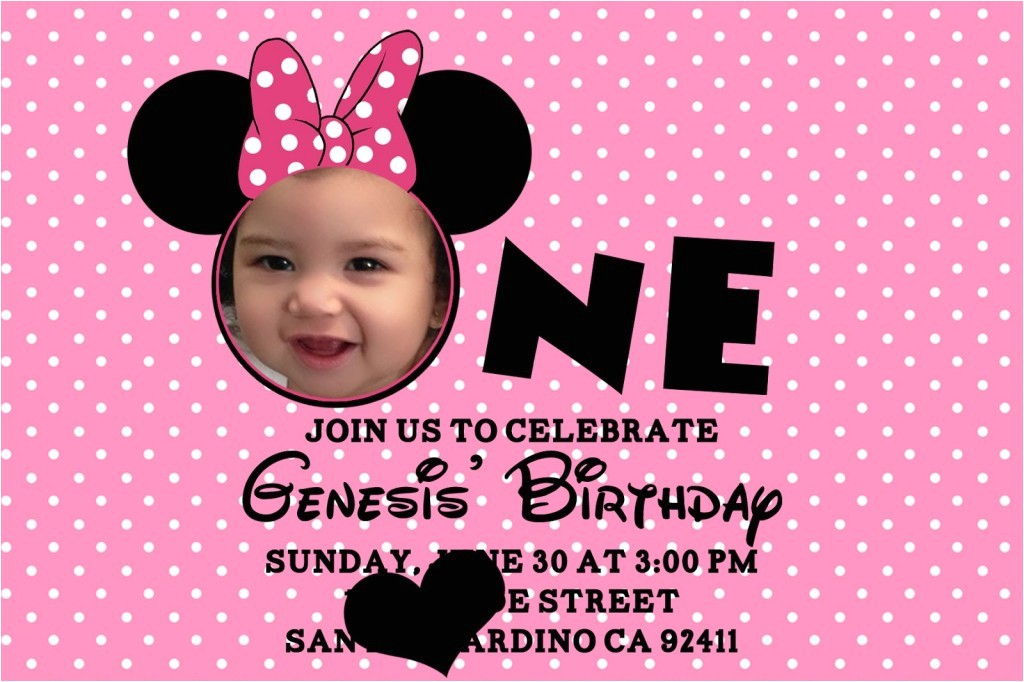 Minnie Mouse First Birthday Invitations Free Minnie Mouse 1st Birthday Invitations Ideas – Bagvania