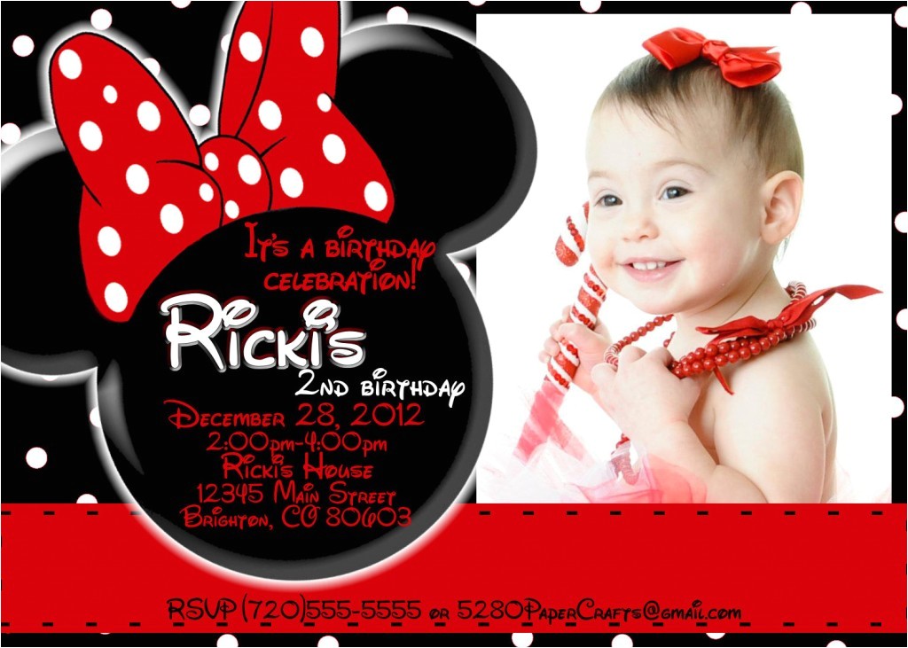 Minnie Mouse First Birthday Invitations Red Minnie Mouse 1st Birthday Invitations Ideas – Bagvania