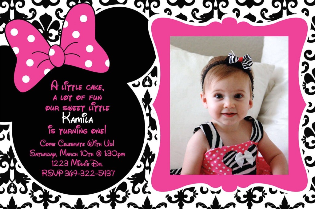 Minnie Mouse First Birthday Invitations Wording Free Printable 1st Birthday Minnie Mouse Invitation