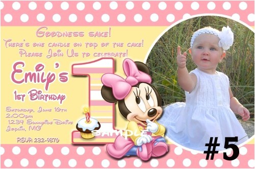 Minnie Mouse First Birthday Party Invitations 20 Printed Baby Minnie Mouse First Birthday Invitations