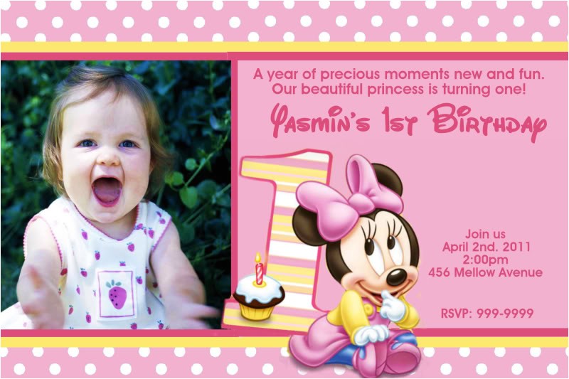 Minnie Mouse First Birthday Party Invitations Minnie Mouse 1st Birthday Invitations Ideas Bagvania