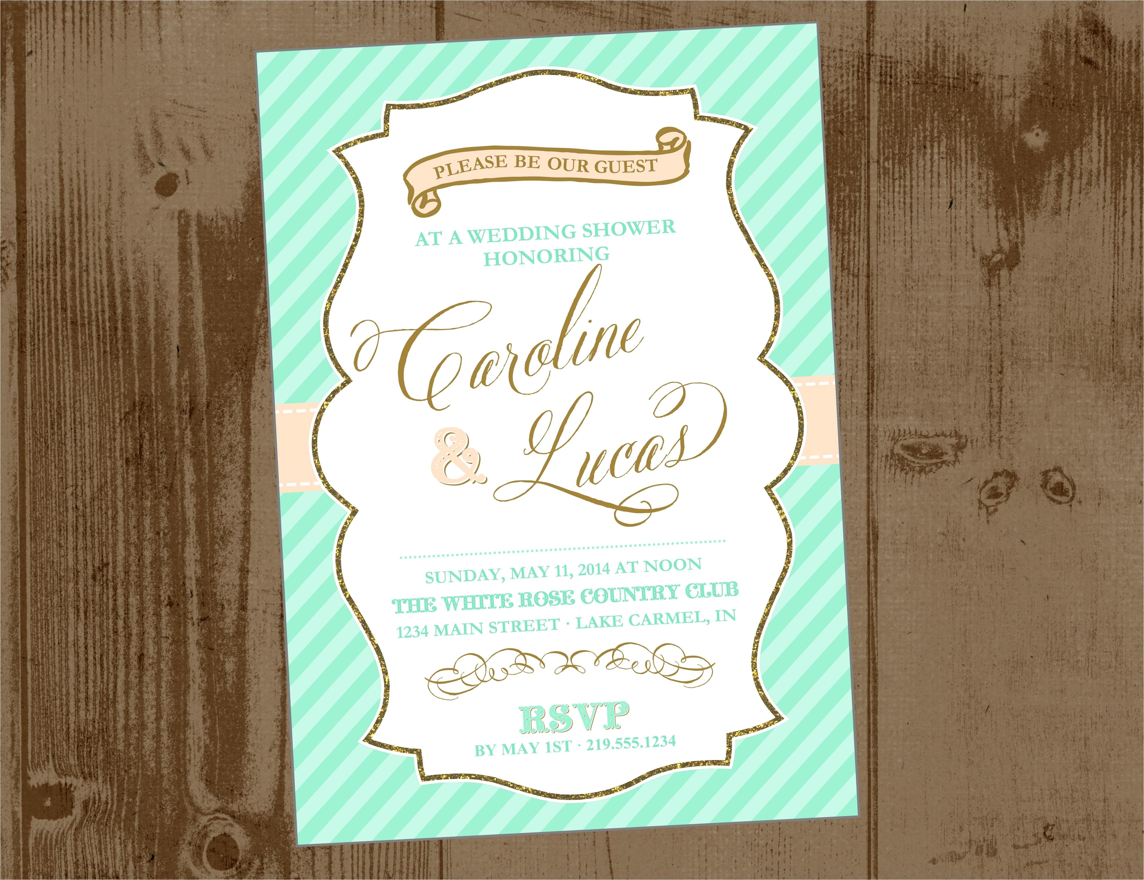 Mint to Be Bridal Shower Invitations Mint Peach and Gold Bridal Shower Printable Invite